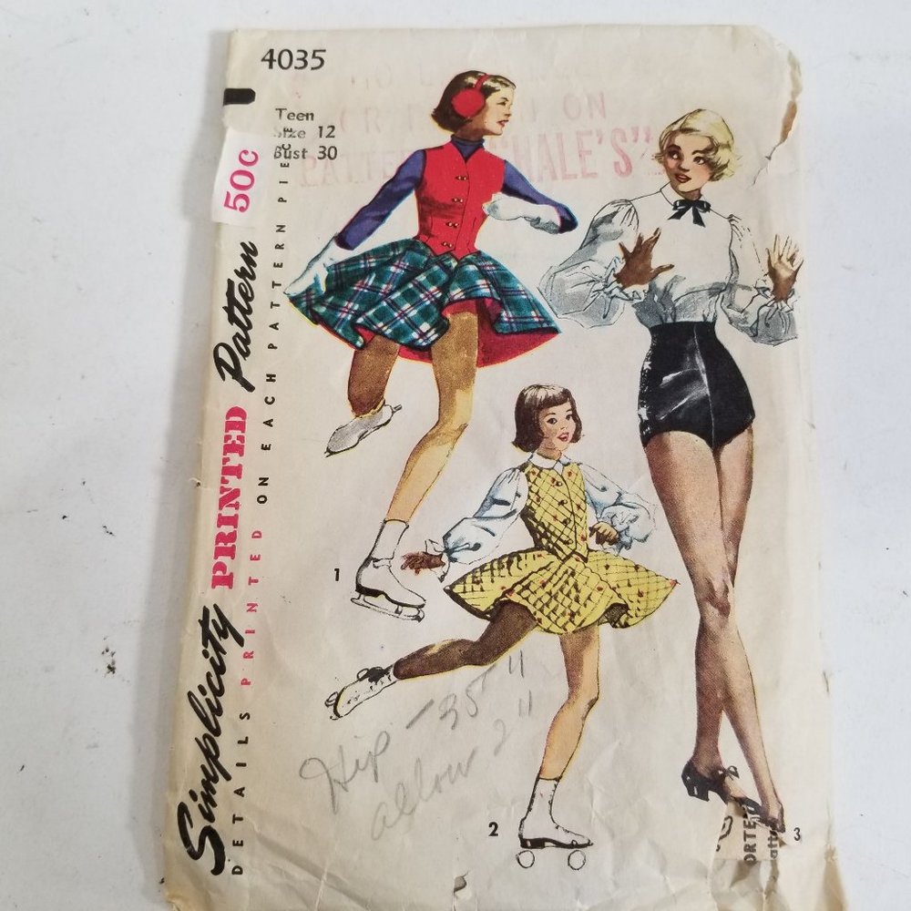 Vintage Costume High Waisted Bottom Trunk Only Simplicity 4035 Teen Size 12 Cut